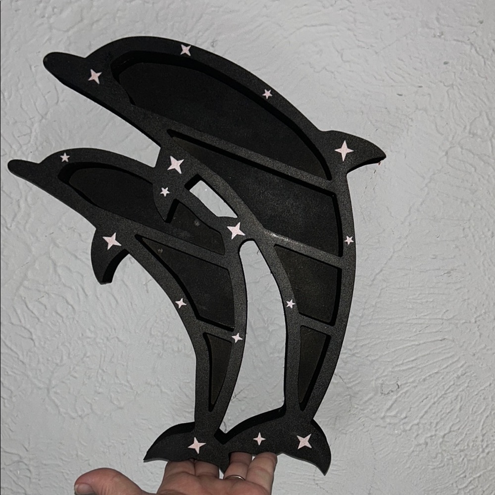 Black Dolphin Wall Decor shelf